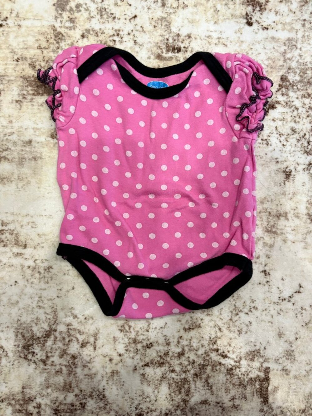 Bon Bébé Pink Polka Dot Ruffle Sleeve Baby Onesie (Size 3-6 Months)